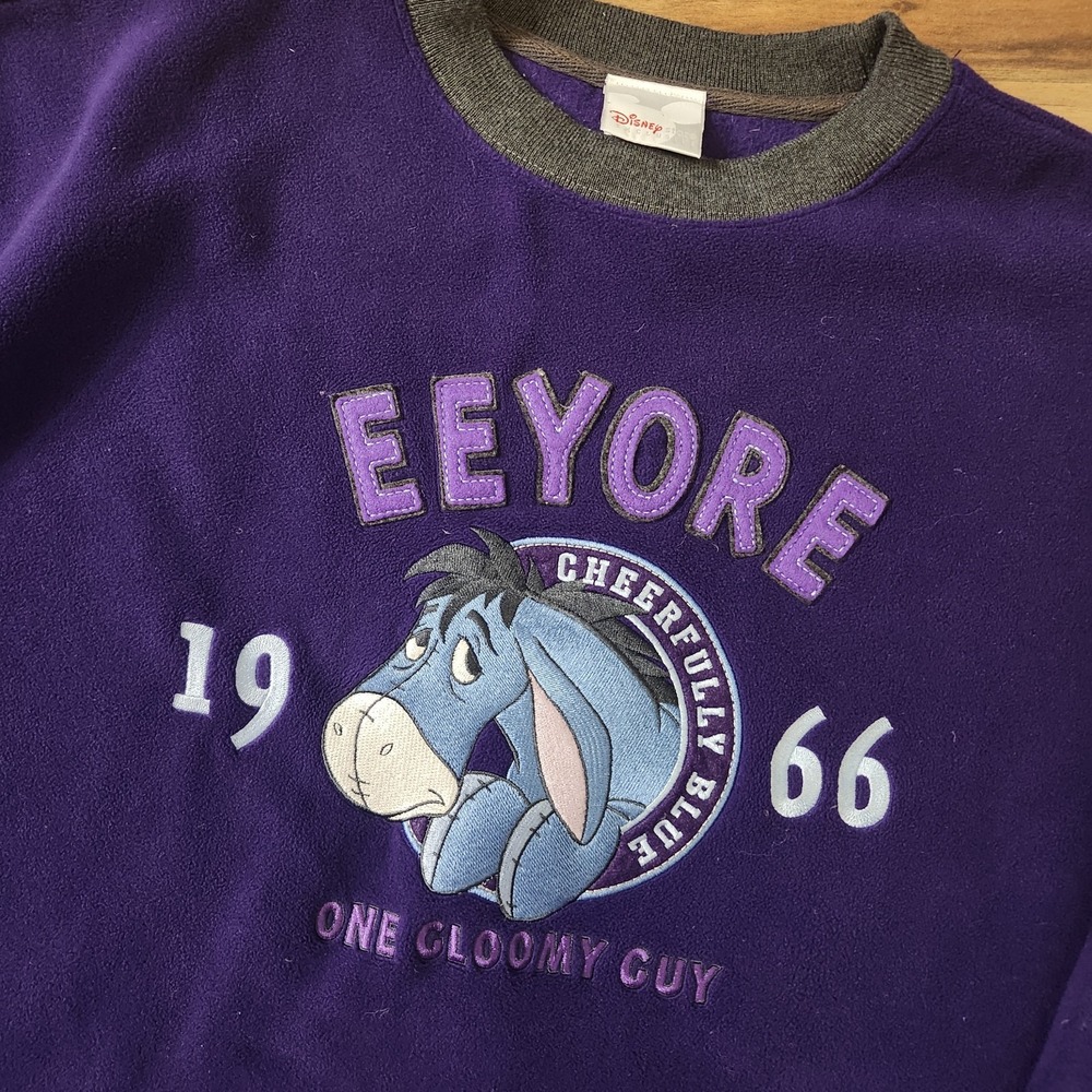 Vintage Disney Eeyore Sweatshirt Fleece Pullover Adult Large EMBROIDERED